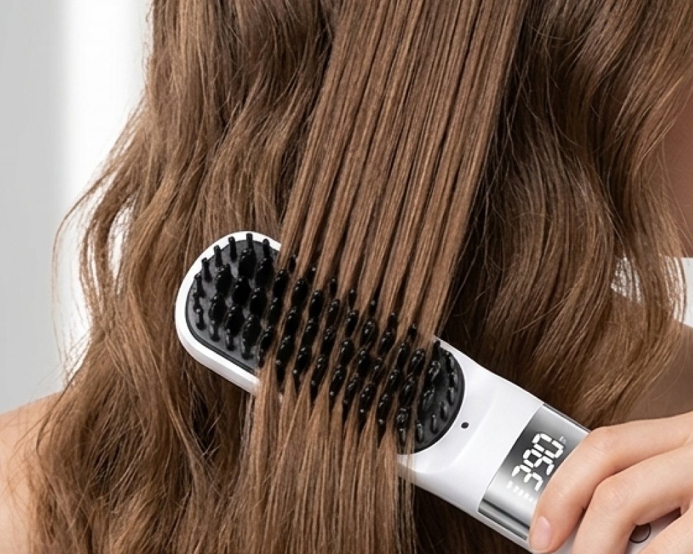 portable cordless hair straightener brush