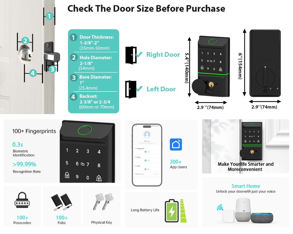 Smart Locks for Front Door with Handle Set